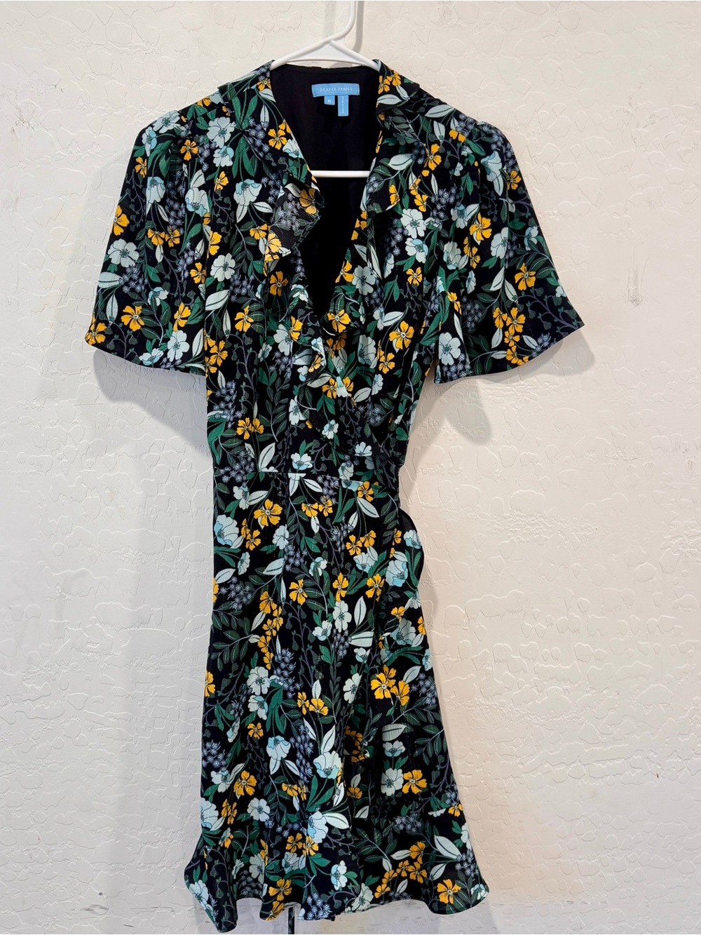 Draper James Floral Wrap Dress Womens 6 Ruffle Trim Colorful V-neck